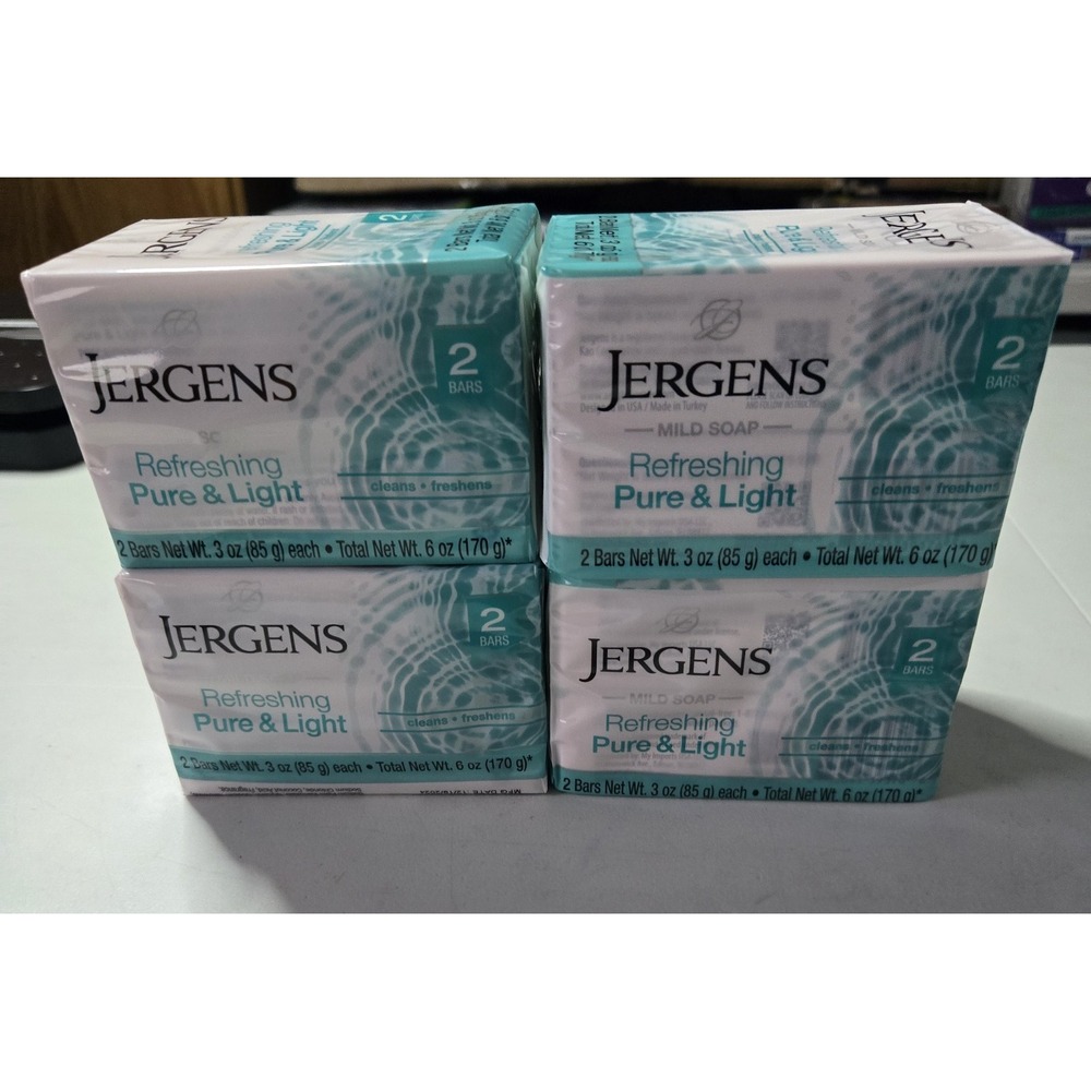 Jergens Mild Soap Fresh & Crisp Bars 3 oz Each 4 Packs of 2  (8 bars total)‎